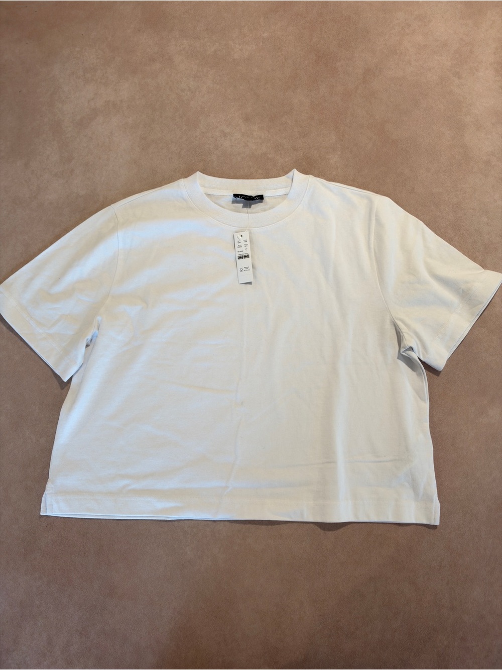 J. Crew White Relaxed premium-weight cropped T-shirt • size large • NWT • CA839